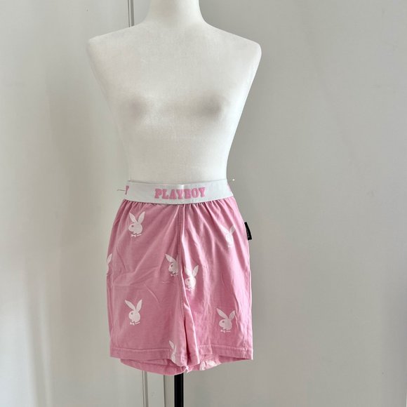 Playboy x Missguided High Waisted Boy Shorts | Size 4 | Pink/White - Picture 3 of 7